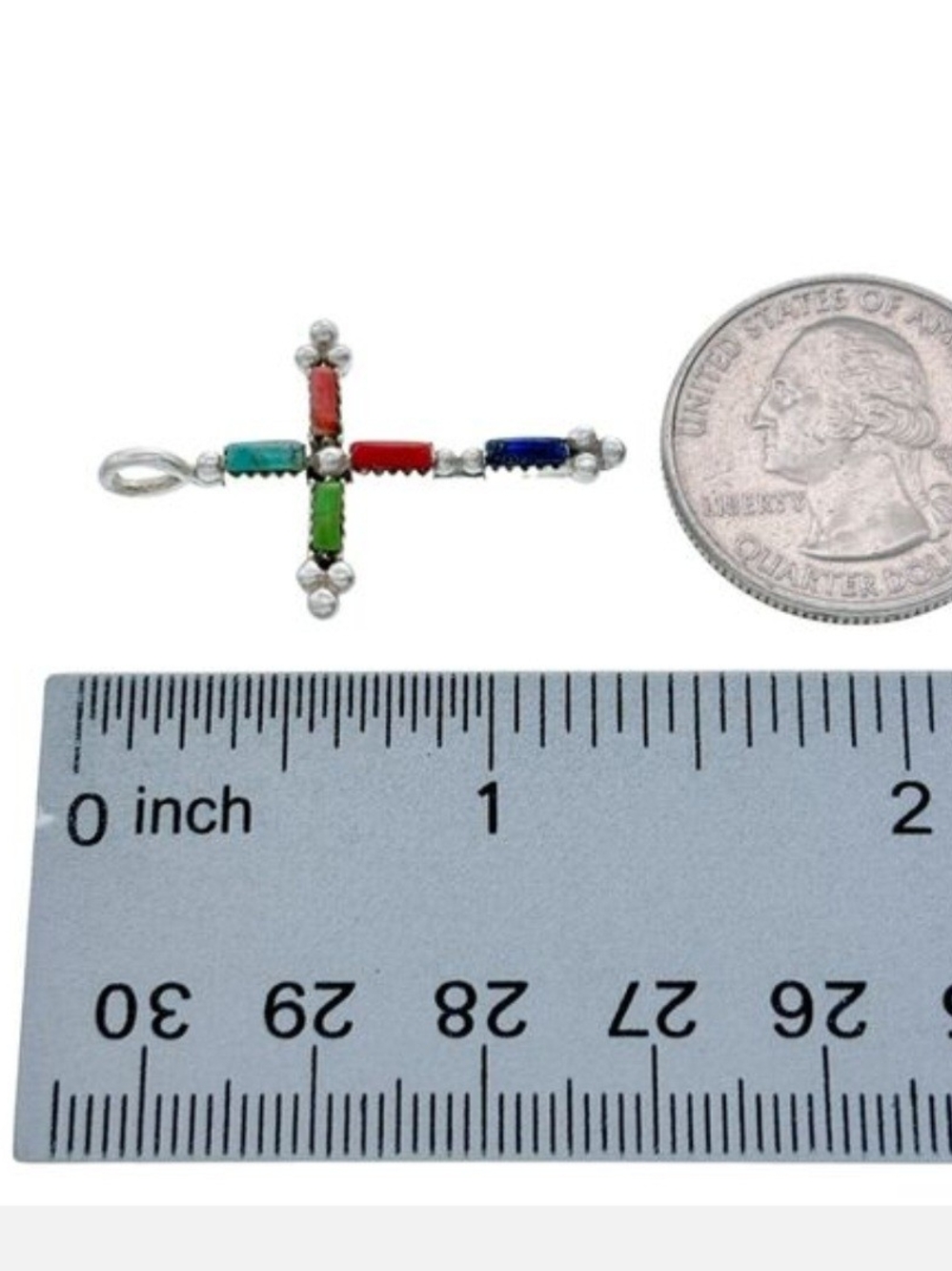 Vintage Sterling Silver Cross Multi Color - Picture 4 of 5